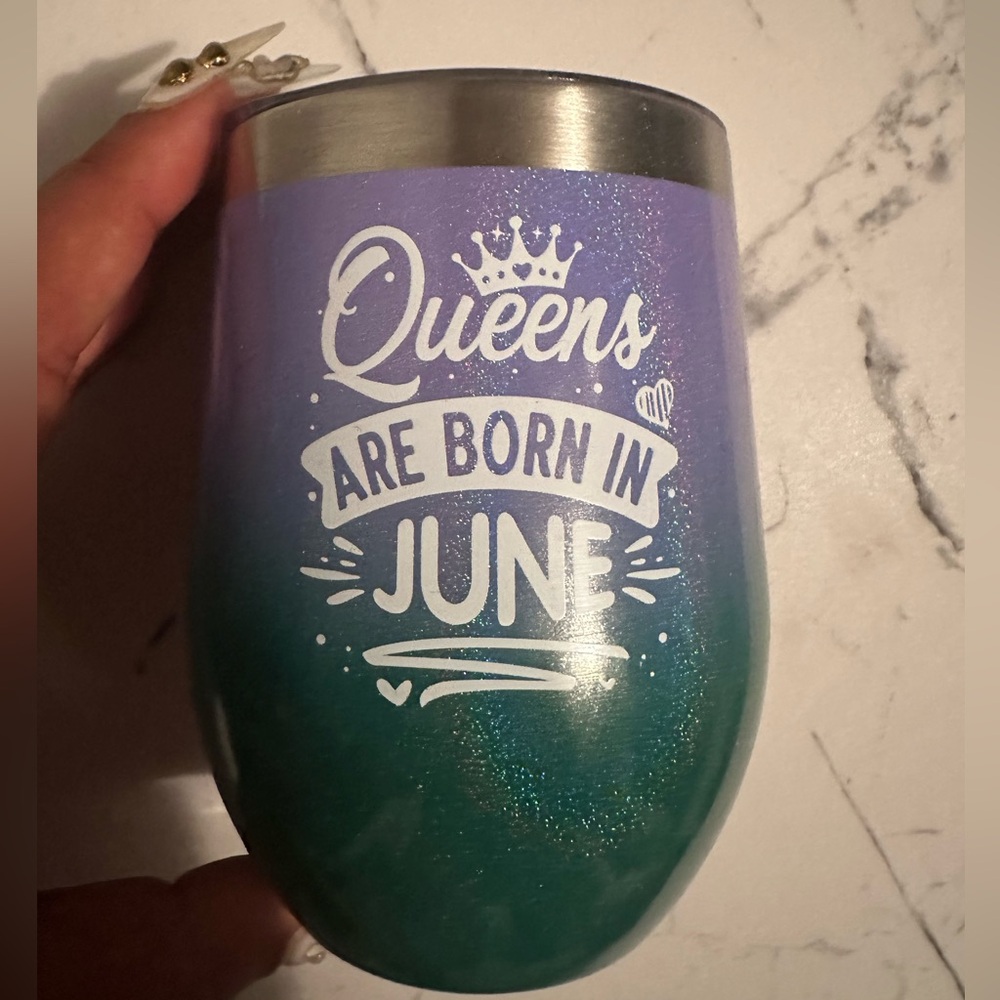 Purple and Green Glitter Queens Are Born in June Tumbler